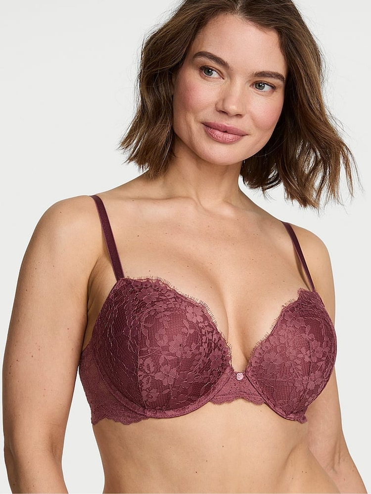 Victoria's Secret Morning Rose Pink Push Up Lace Bra - Image 1 of 3