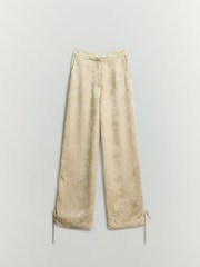 BHOEM Ecru Satin Jacquard Trousers With Lace Up Detail - Image 8 of 8
