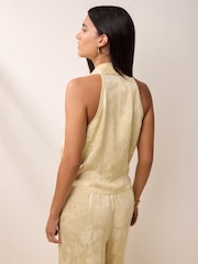 BHOEM Ecru Satin Jacquard V-Neck Wrap Top - Image 7 of 8