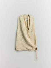 BHOEM Ecru Satin Jacquard V-Neck Wrap Top - Image 8 of 8