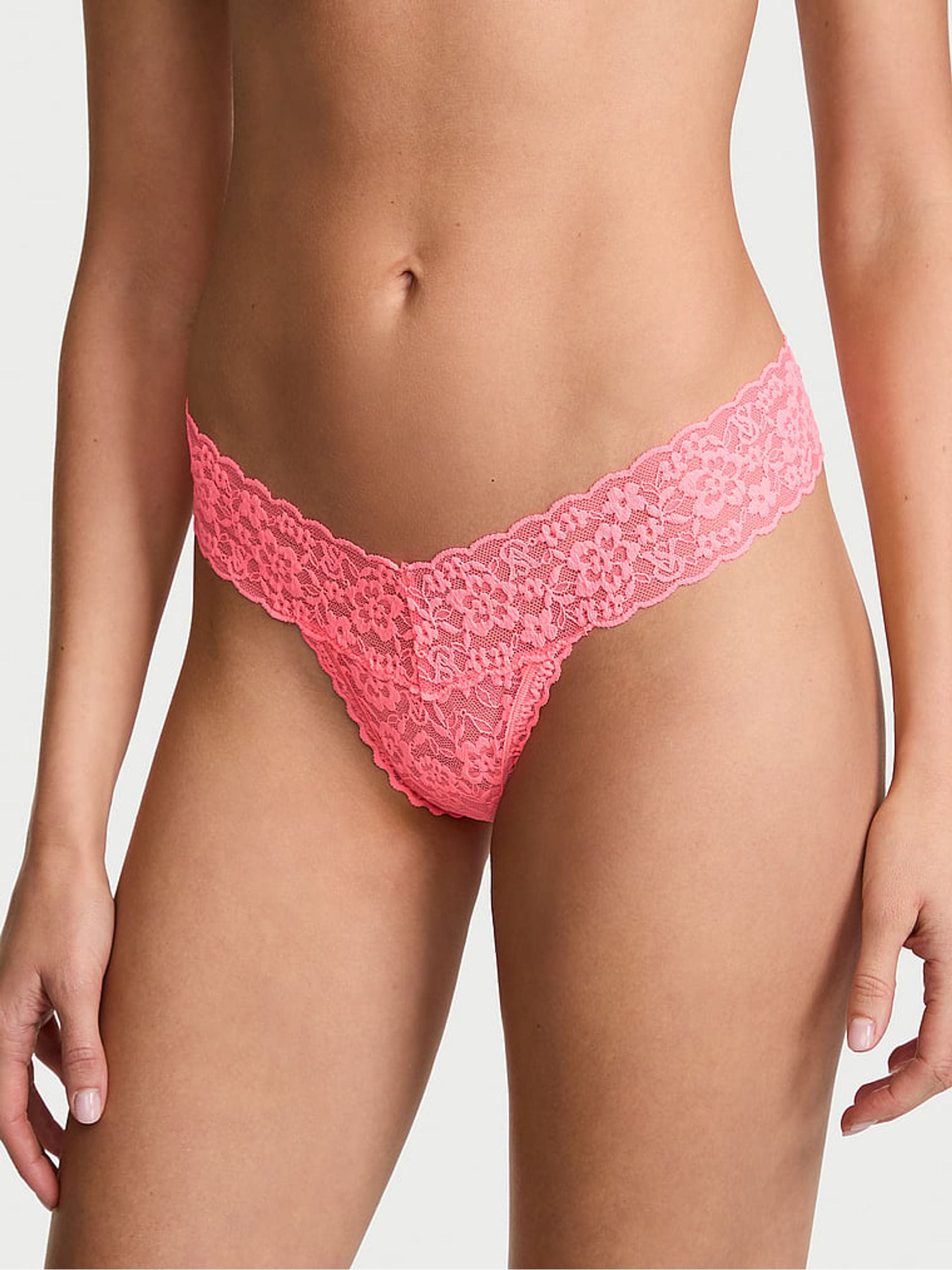 Victoria's Secret Pink Highlighter Thong Lace Strappy Back Knickers