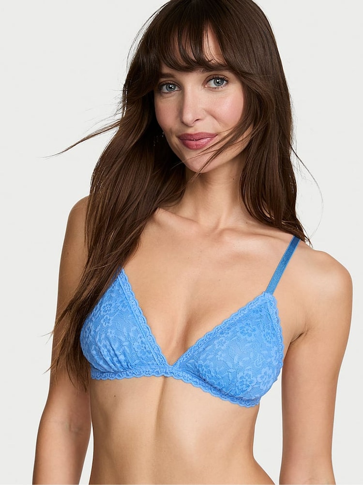 Victoria's Secret Blue Jasper Lace Triangle Bralette - Image 2 of 3 Victoria's Secret Blue Jasper Lace Triangle Bralette - Image 2 of 3