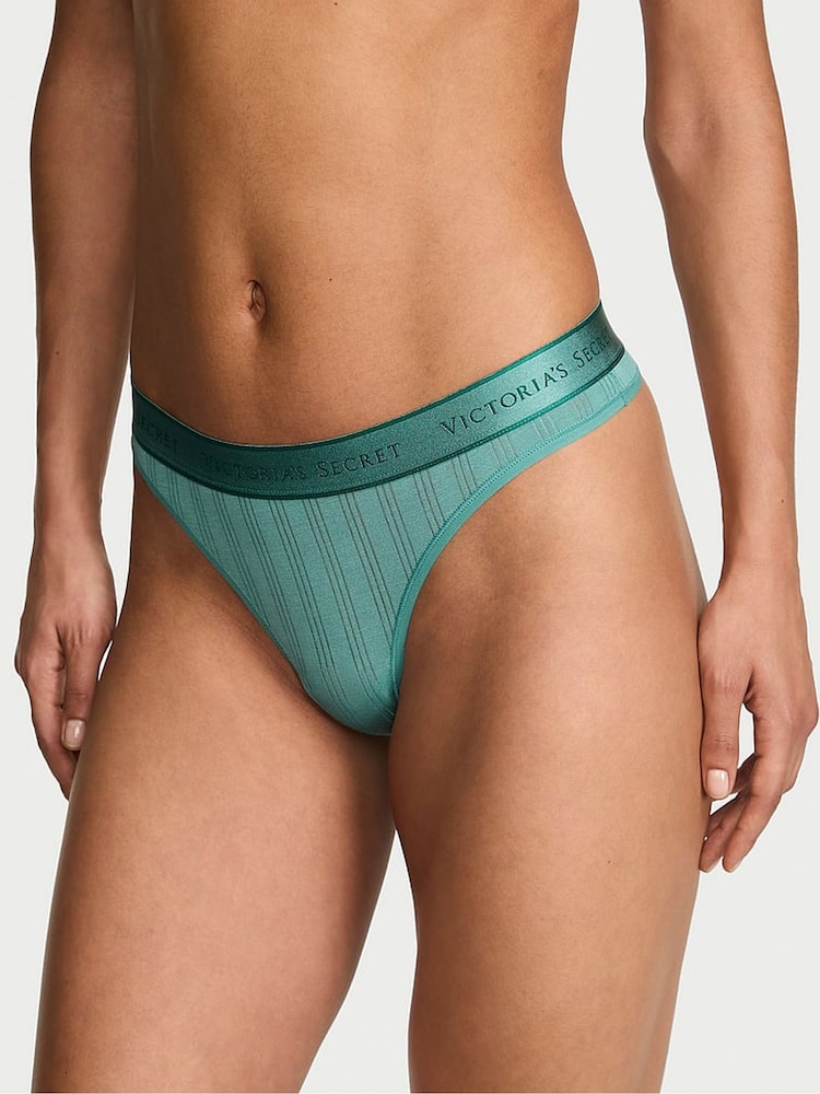 Victoria's Secret Gentle Green Thong Modal Logo Knickers - Image 1 of 2