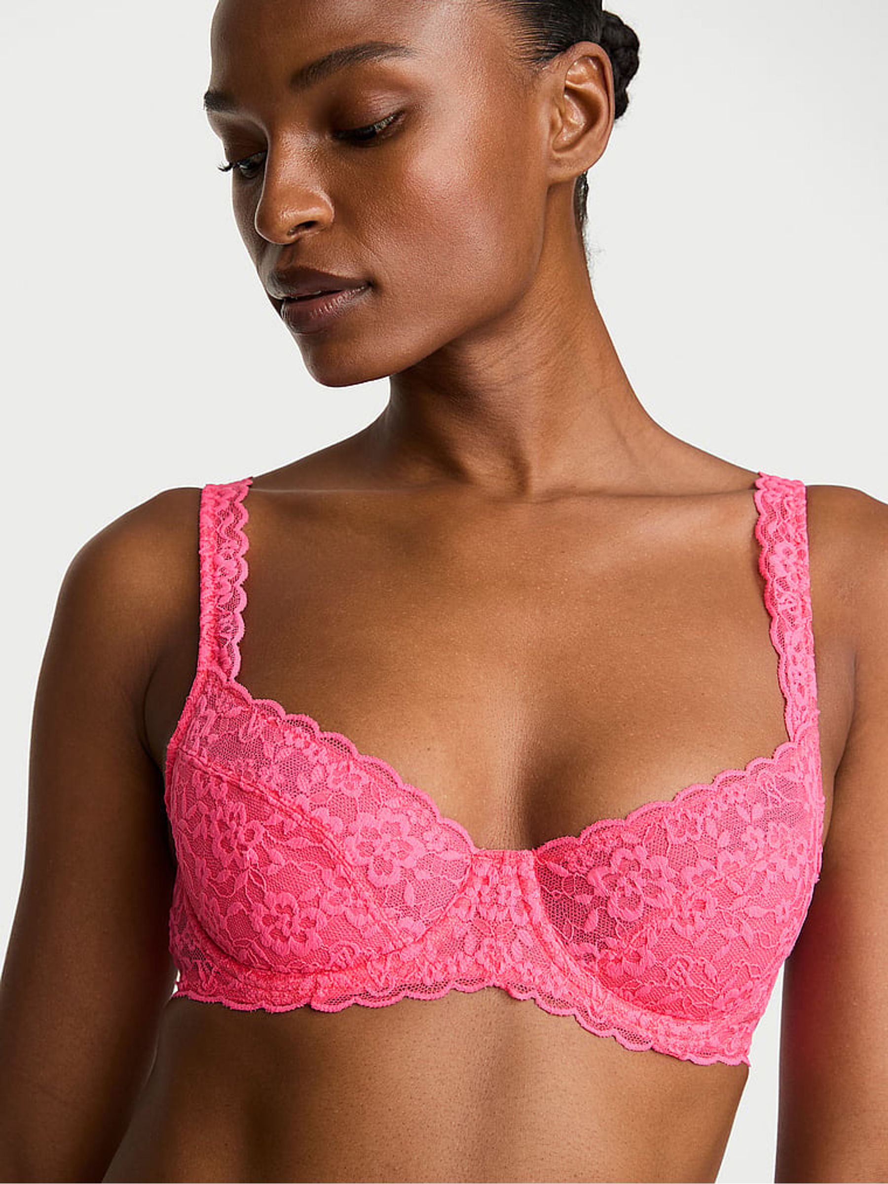 Victoria's Secret Bombshell Pink Unlined Balcony Lace Bra