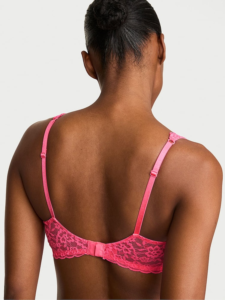 Victoria's Secret Bombshell Pink Unlined Balcony Lace Bra - Image 2 of 2 Victoria's Secret Bombshell Pink Unlined Balcony Lace Bra - Image 2 of 2