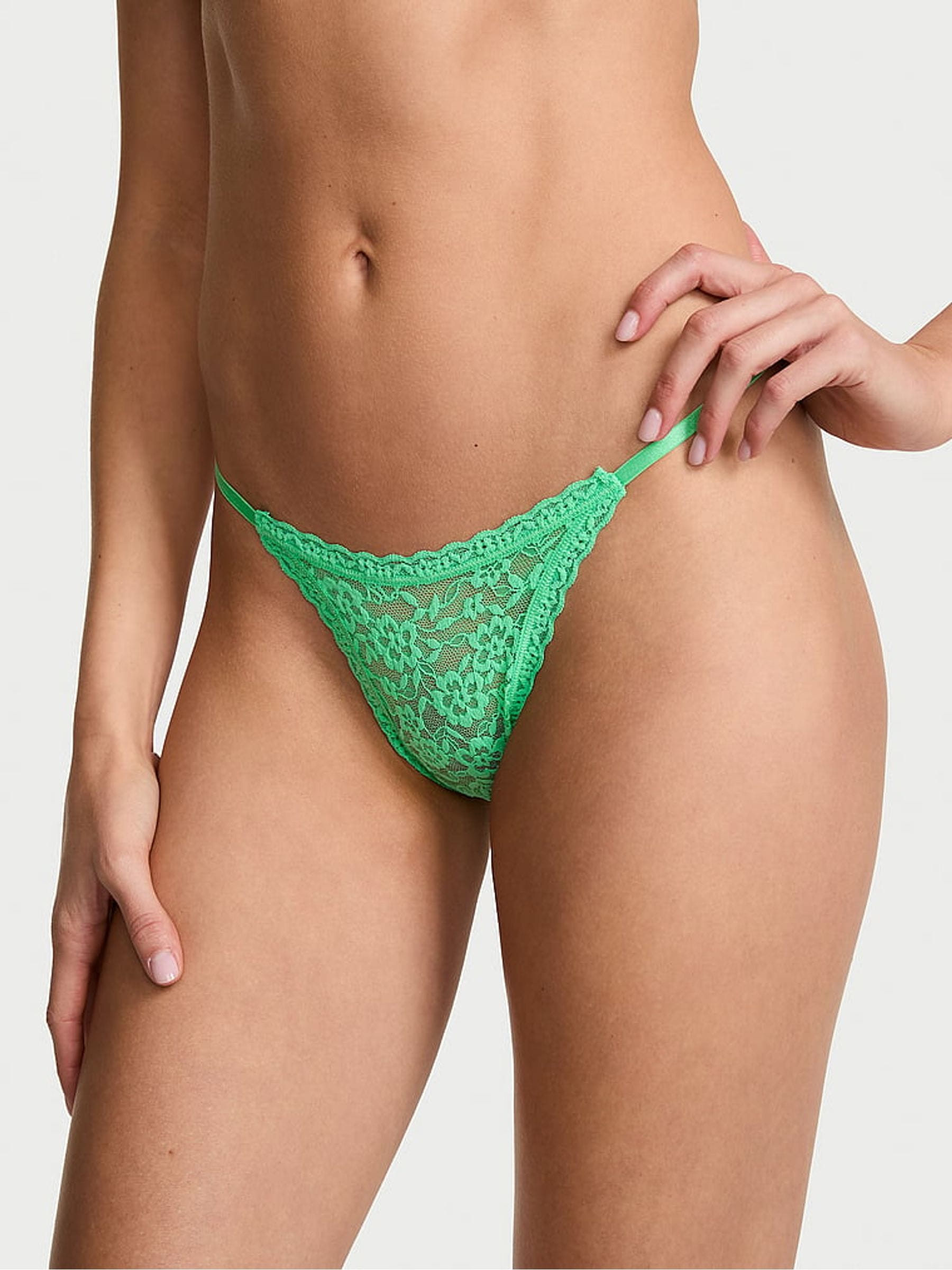 Victoria's Secret Green Grove G-String Lace Strappy Back Knickers