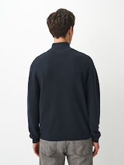 Navy Blue Quarter Zip Jumper - Image 4 of 7