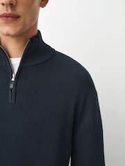 Navy Blue Quarter Zip Jumper - Image 6 of 7