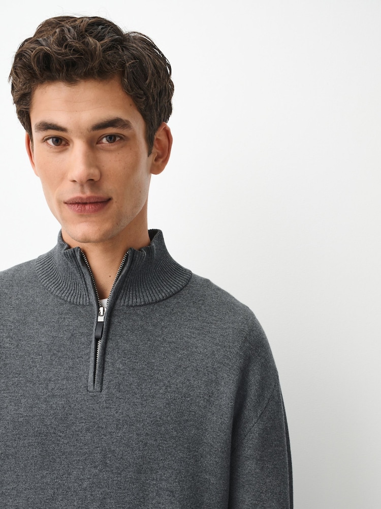 Charcoal Grey Quarter Zip Jumper - Image 1 of 5 Charcoal Grey Quarter Zip Jumper - Image 1 of 5