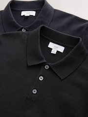 Musta/Navy Sininen - Essential Knitted Polo Shirts 2 Pack - Kuva 4 / 5