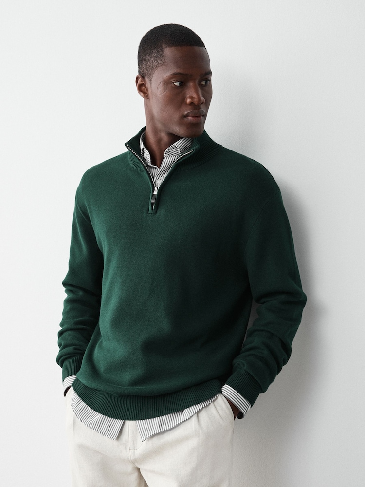 Green Quarter Zip Jumper - Image 2 of 6 Green Quarter Zip Jumper - Image 2 of 6