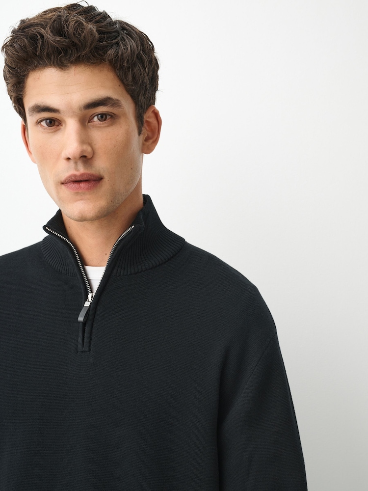 Black Quarter Zip Jumper - Image 1 of 6 Black Quarter Zip Jumper - Image 1 of 6