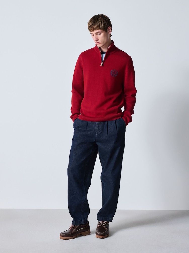 Burgundy Red Logo Quarter Zip Jumper - Image 2 of 5 Burgundy Red Logo Quarter Zip Jumper - Image 2 of 5