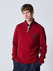 Burgundy Red Logo Quarter Zip Jumper - Image 4 of 5