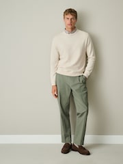 Neutral Textured Mock Shirt Jumper with Linen - Image 2 of 7