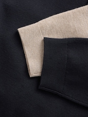 בגוון טבעי/כחול כהה - מארז 2 חולצות פולו סרוגות - תמונה 11 מתוך 11