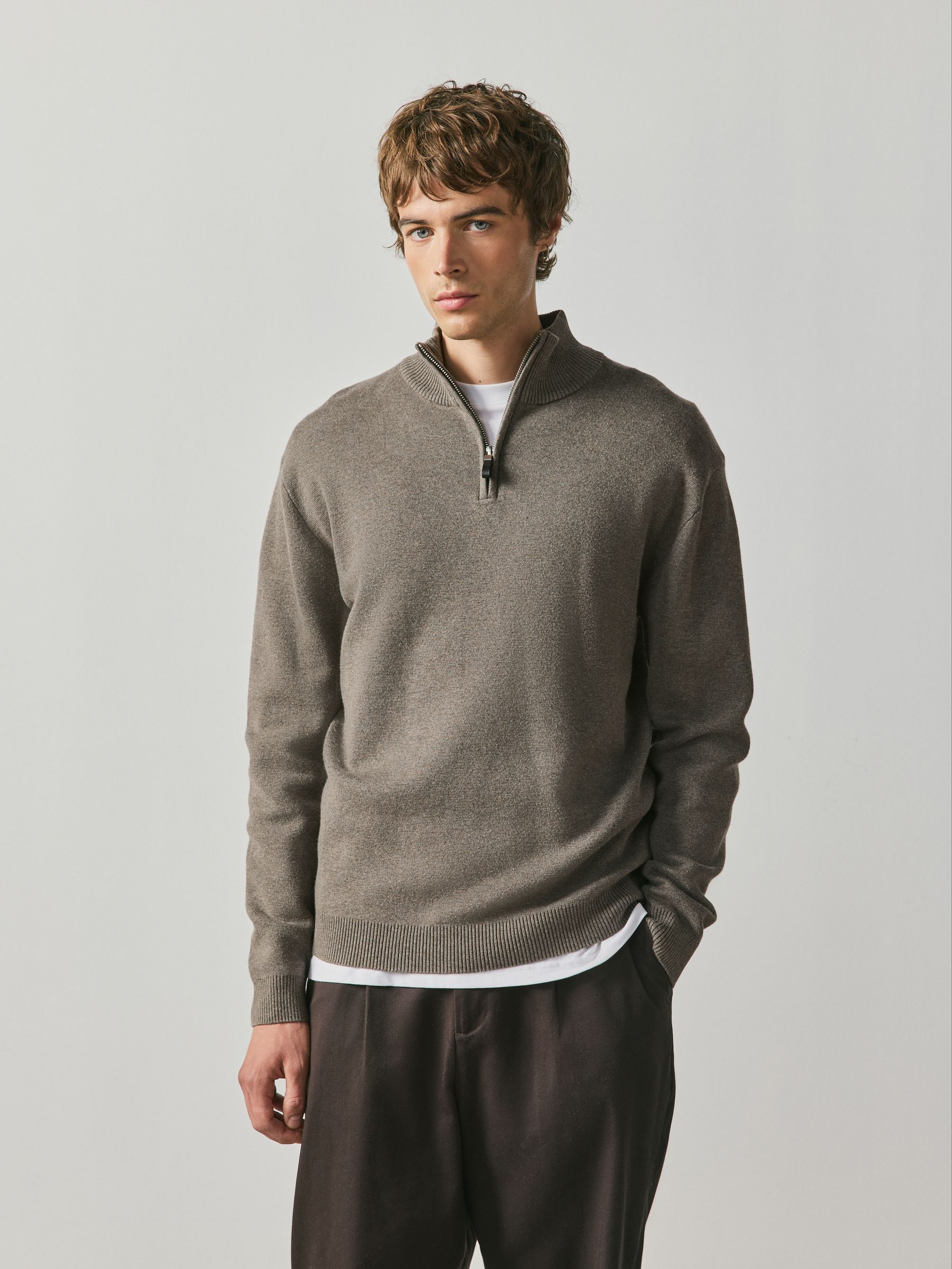Buy Dark Stone Quarter Zip Jumper from Next Republic of Moldova