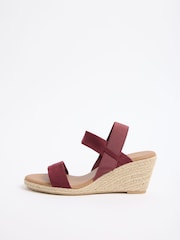 Friends Like These Faux Suede Burgundy Red Standard Fit Elastic Mid Wedge Comfort Casual Espadrille Sandals - Image 6 of 6