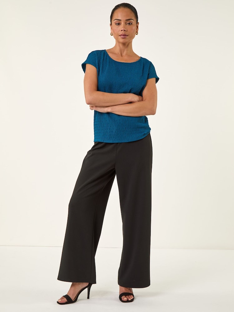 Roman Blue Petite Sleeveless Textured Stretch T-Shirt - Image 2 of 5 Roman Blue Petite Sleeveless Textured Stretch T-Shirt - Image 2 of 5