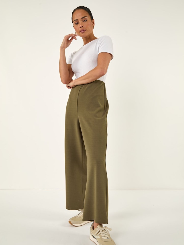 Roman Green Petite Wide Leg Stretch Trousers - Image 1 of 5