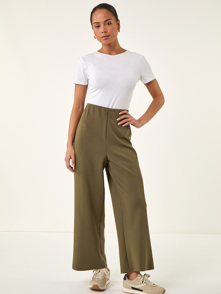 Roman Green Petite Wide Leg Stretch Trousers - Image 2 of 5