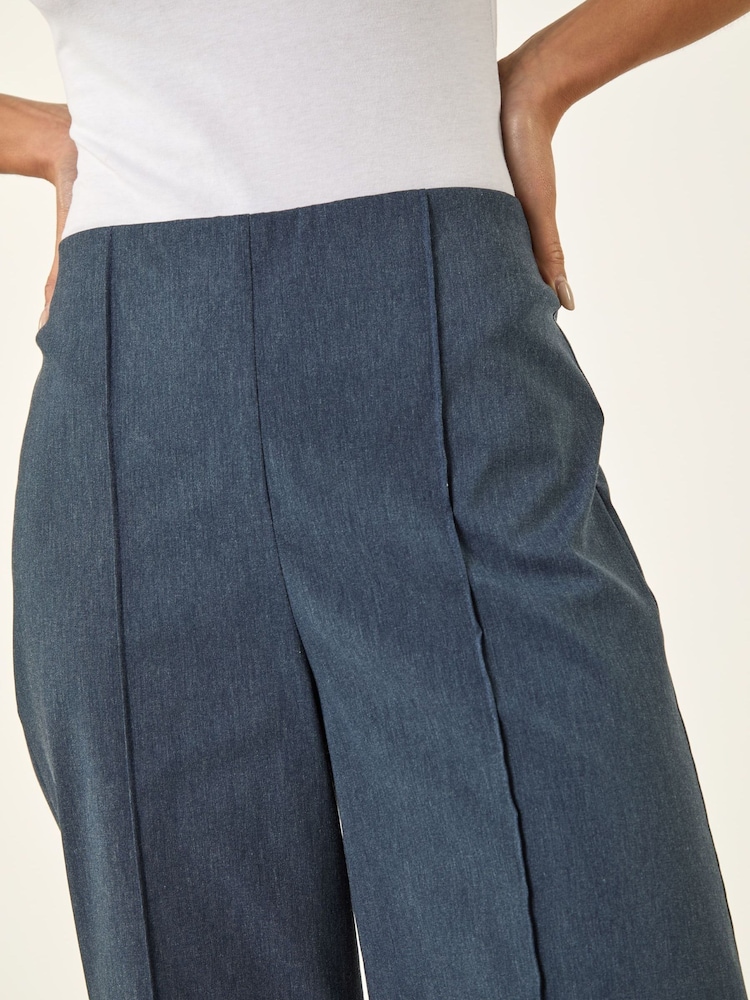 Roman Blue Petite Pintuck Wide Leg Stretch Trousers - Image 5 of 5 Roman Blue Petite Pintuck Wide Leg Stretch Trousers - Image 5 of 5