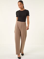 Roman Natural Petite Wide Leg Stretch Trousers - Image 2 of 5