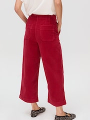 Oliver Bonas Red Corduroy Cropped Wide Leg Trousers - Image 2 of 7