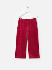 Oliver Bonas Red Corduroy Cropped Wide Leg Trousers - Image 3 of 7