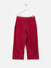 Oliver Bonas Red Corduroy Cropped Wide Leg Trousers - Image 4 of 7