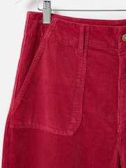 Oliver Bonas Red Corduroy Cropped Wide Leg Trousers - Image 6 of 7