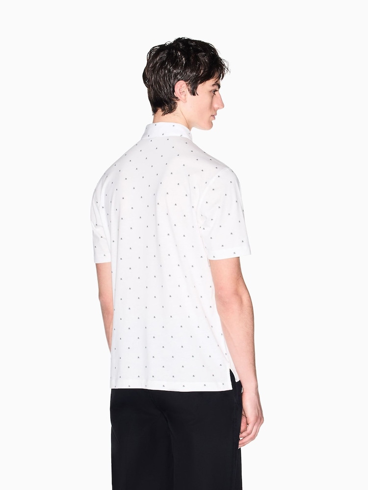 Armani Exchange White Regular Fit Cotton Jersey Polo Shirt - Image 2 of 5