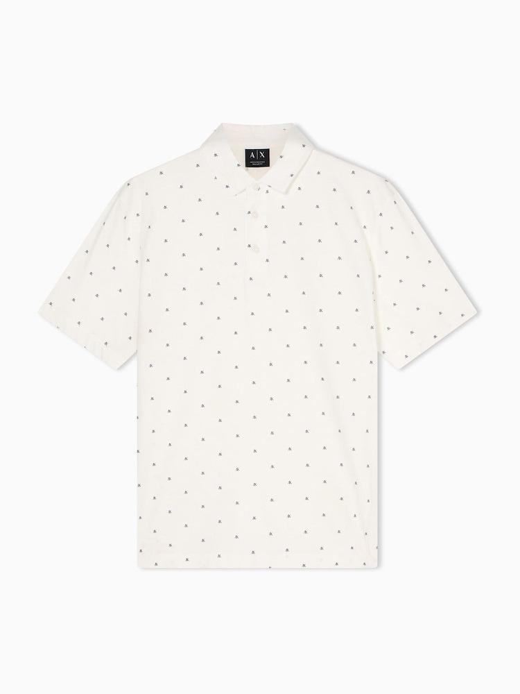 Armani Exchange White Regular Fit Cotton Jersey Polo Shirt - Image 5 of 5