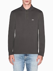 Armani Exchange Green Slim Fit Long Sleeve Pique Polo Shirt - Image 1 of 5