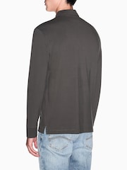 Armani Exchange Green Slim Fit Long Sleeve Pique Polo Shirt - Image 2 of 5