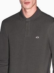 Armani Exchange Green Slim Fit Long Sleeve Pique Polo Shirt - Image 3 of 5