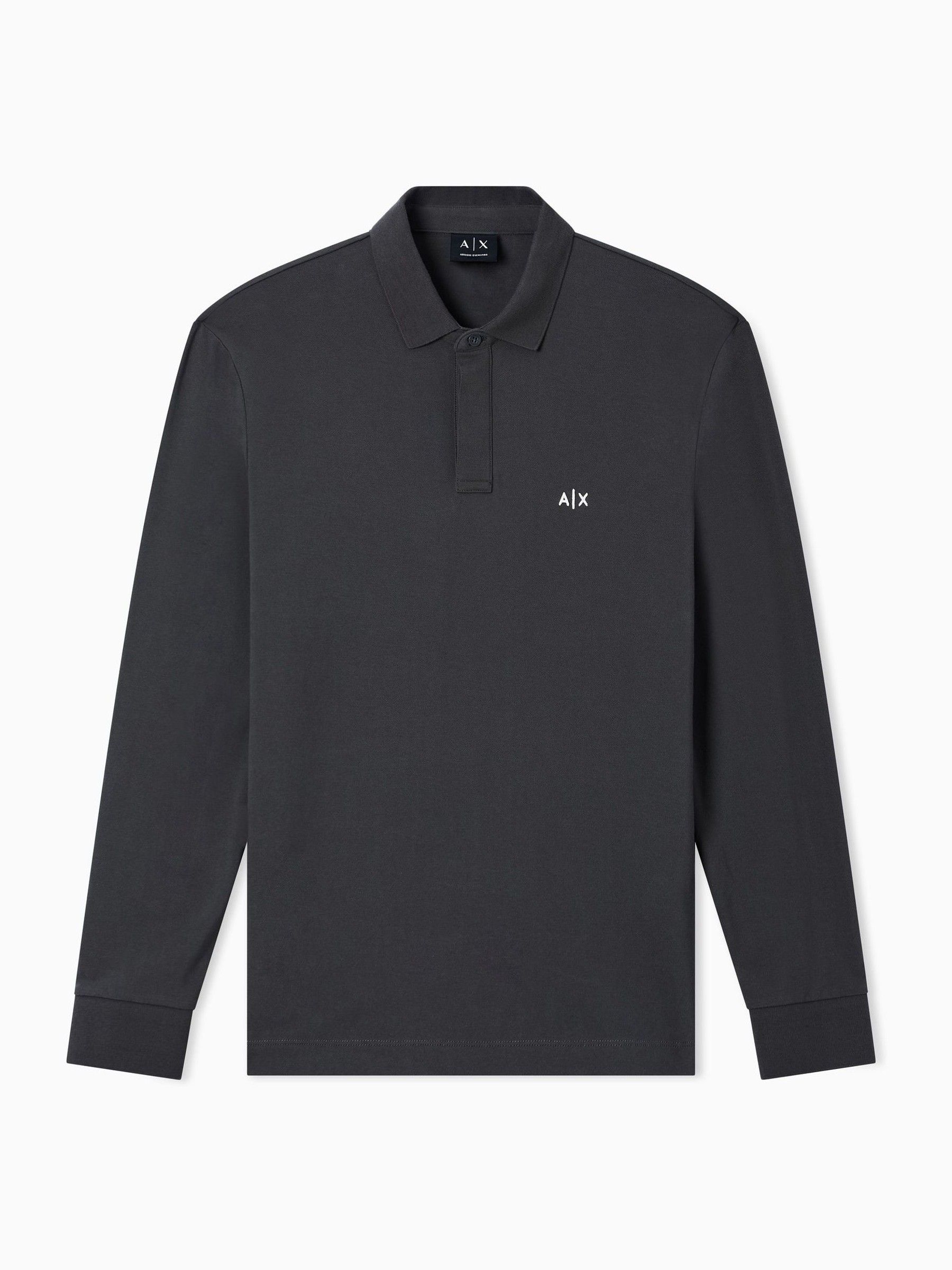 Buy Armani Exchange Grey Slim Fit Long Sleeve Pique Polo Shirt