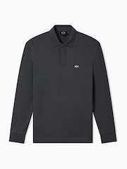 Armani Exchange Green Slim Fit Long Sleeve Pique Polo Shirt - Image 5 of 5