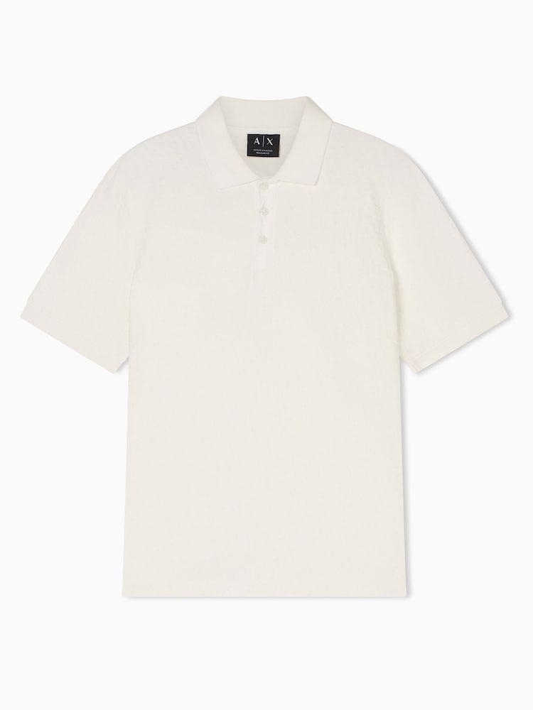 Armani Exchange Regular Fit Logo White Polo Shirt - صورة 1 من 1 Armani Exchange Regular Fit Logo White Polo Shirt - صورة 1 من 1