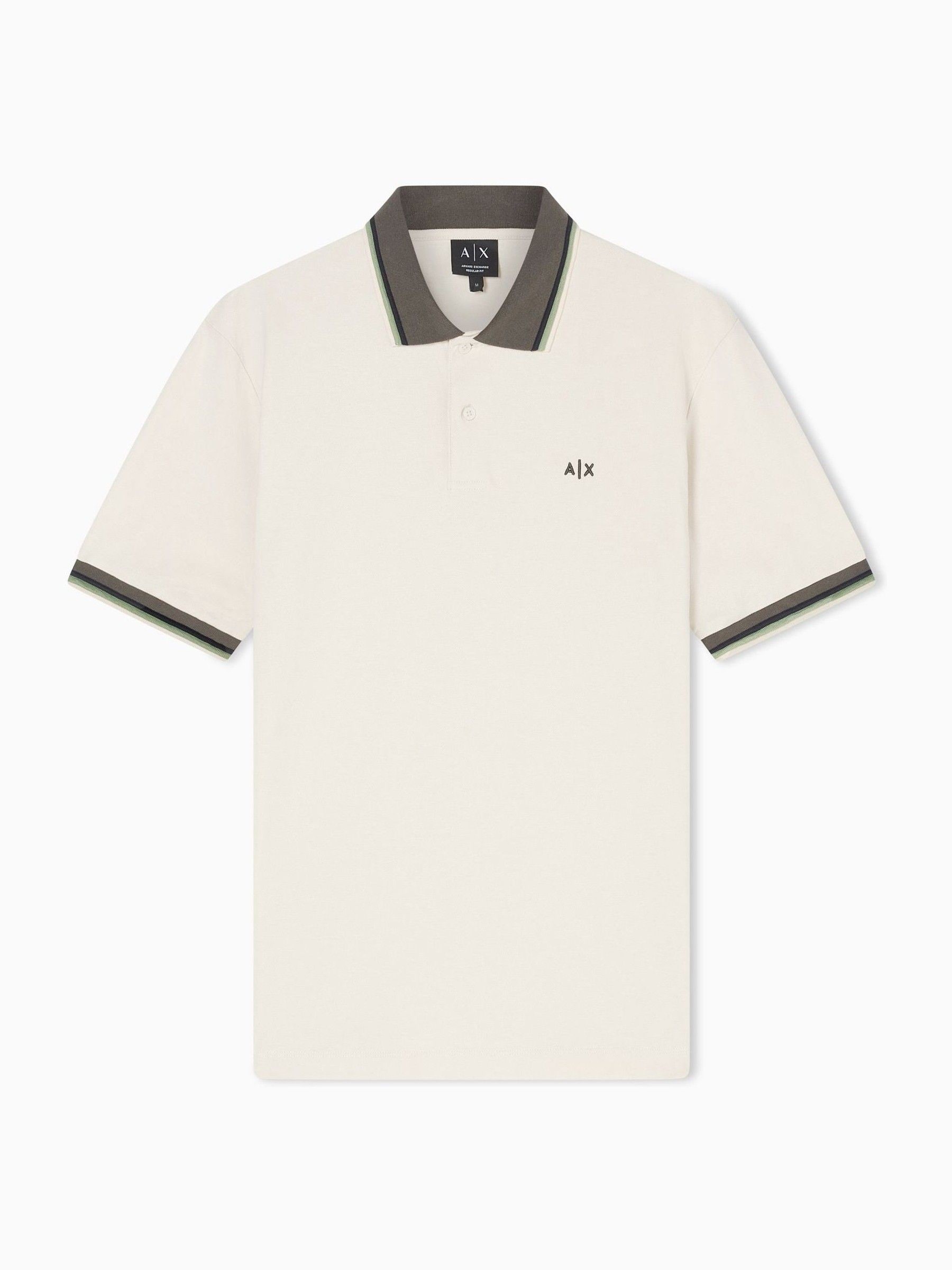 Buy Armani Exchange Cream Slim Fit Tipped Pique Polo Shirt from