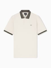 Armani Exchange Cream Slim Fit Tipped Pique Polo Shirt - Image 5 of 5
