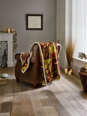 Deyongs Winter Leaves Printed Flannel Fleece with Sherpa Reverse - Image 1 of 3