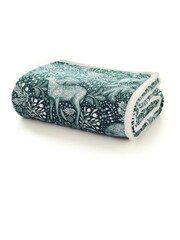 Deyongs Green Woodland Folk Printed Sherpa Reverse Throw - Image 2 of 2