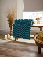 Deyongs Teal Tadcaster Supersoft Chevron Throw - Image 1 of 2