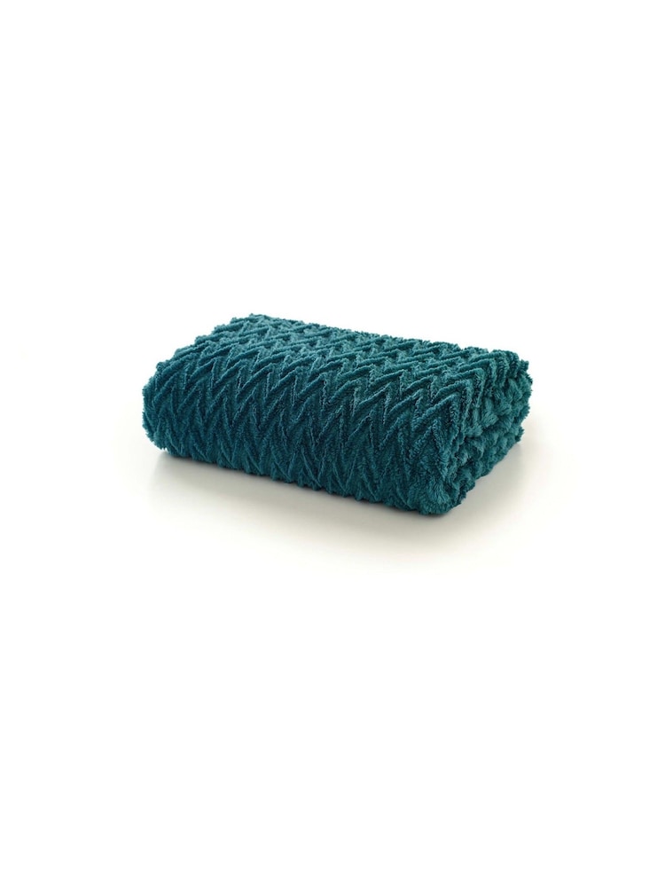 Deyongs Teal Tadcaster Supersoft Chevron Throw - Image 2 of 2 Deyongs Teal Tadcaster Supersoft Chevron Throw - Image 2 of 2