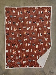 Deyongs Kitty Printed Sherpa Reverse Throw - Image 1 of 2