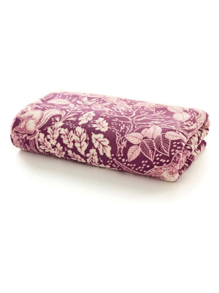Deyongs Pink Winter Forest Fleece Throw - Image 2 of 2 Deyongs Pink Winter Forest Fleece Throw - Image 2 of 2