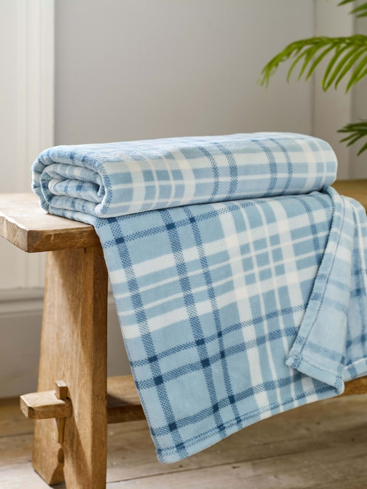 Deyongs Ocean Snuggle Check Fleece Throw - Image 1 of 2 Deyongs Ocean Snuggle Check Fleece Throw - Image 1 of 2