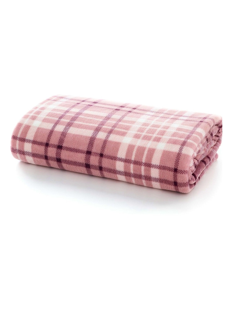 Deyongs Pink Snuggle Check Fleece Throw - Image 2 of 2 Deyongs Pink Snuggle Check Fleece Throw - Image 2 of 2