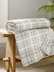 Deyongs Grey Snuggle Check Fleece Throw - Image 1 of 2